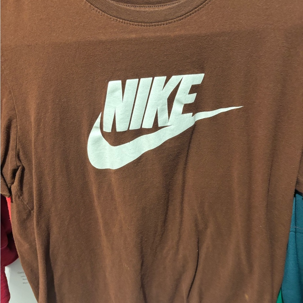 Nike Chocolate Brown Tee with White Logo
